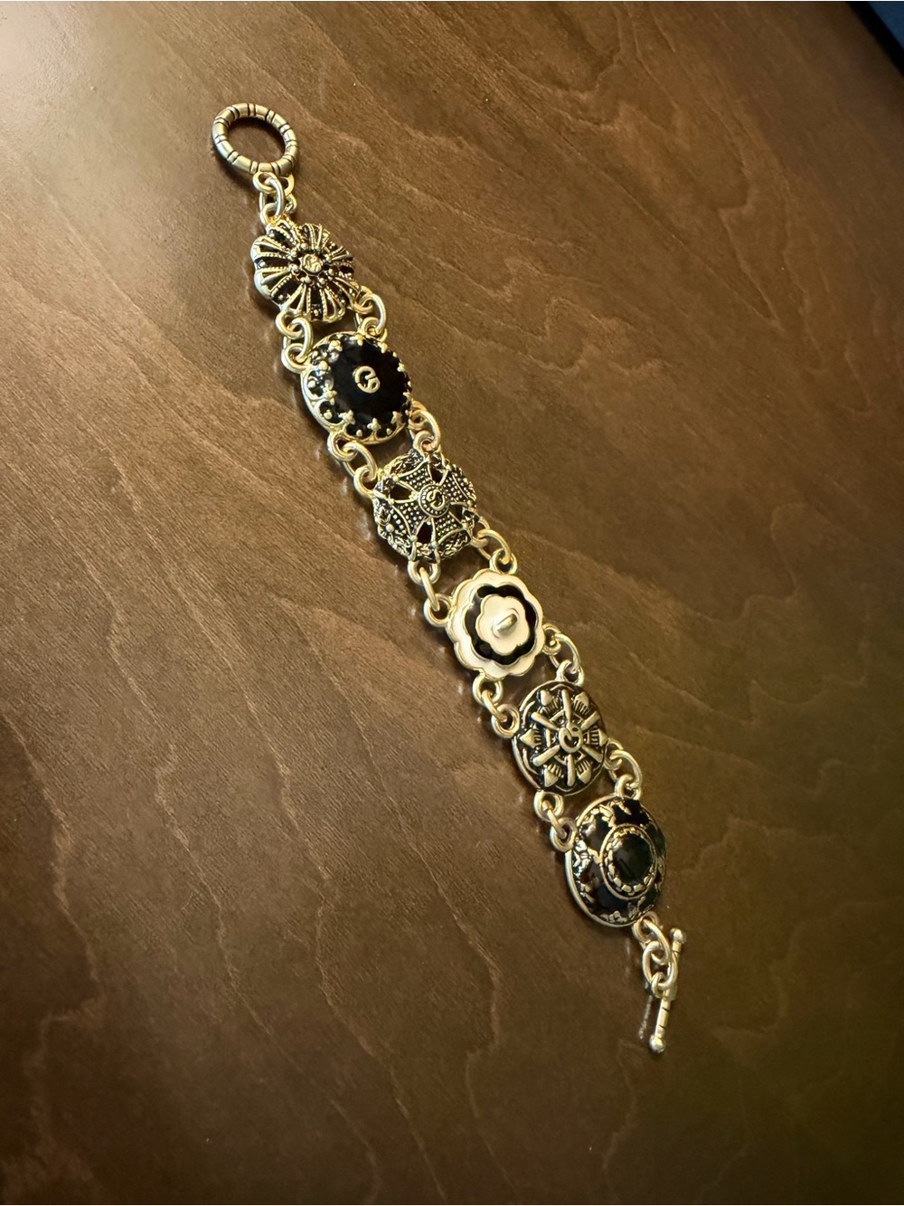 Vintage St. John Button Link Toggle Bracelet